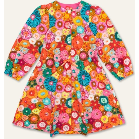 Dansje dress 17 AOP Fluffy flowers Orange: 140/10yr