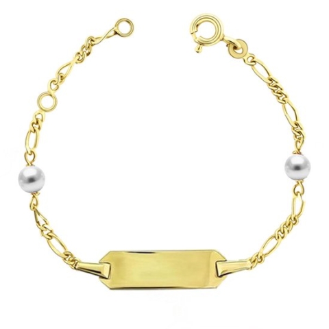Juwelier Zwartevalk 9 KARAAT KINDERARMBAND MET PLAAT 13.154/12-14 cm--
