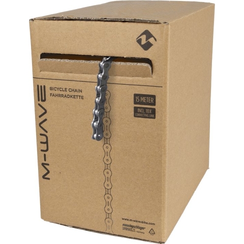 M-Wave Ketting single speed 1/2x1/8, grijs/bruin. 15m op rol, incl 10 verbindingsschakels
