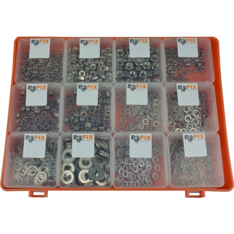 Bofix Assortimentbox 12 Vakken Rvs Ringen/moeren (226410)