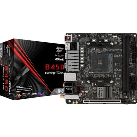 ASRock B450 Gaming-ITX/AC Moederbord Socket AMD AM4 Vormfactor Mini-ITX Moederbord chipset AMD® B450