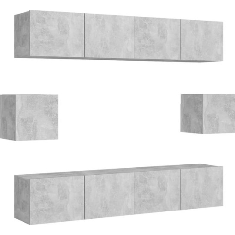 vidaXL-6-delige-Tv-meubelset-spaanplaat-betongrijs