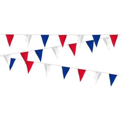 Vlaggenlijn Rood-Wit-Blauw - 40 meter | Zware kwaliteit stof