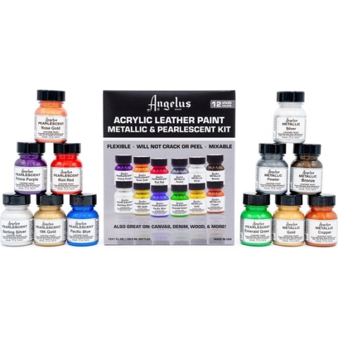 Angelus Leerverf - Metallic en Pearlescent Kit - 12 kleuren