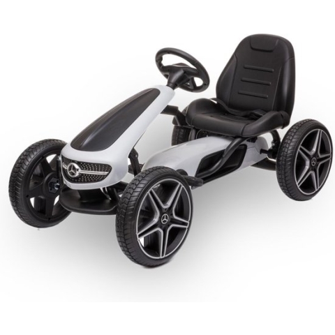 Mercedes Skelter - Gokart met Rubberen Banden - Extra Muziekjes in Stuur - Met Rem - Wit
