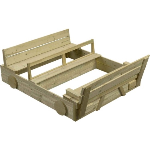 Intergard Houten zandbak met deksel 120x100cm, model auto