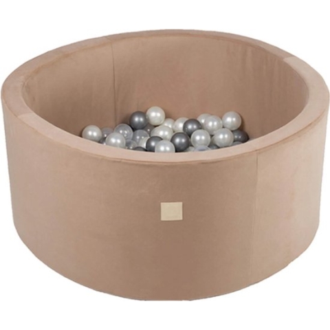 Ballenbak XL rond 90x40 velvet goud Misioo, excl. ballen
