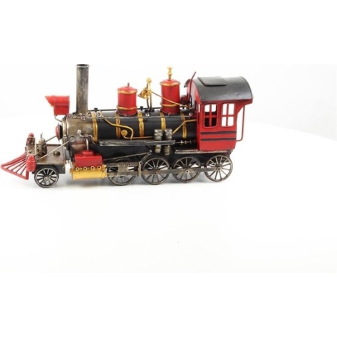 Stoomlocomotief - Tinnen beeldje - handbeschilderd - 19,5 cm hoog