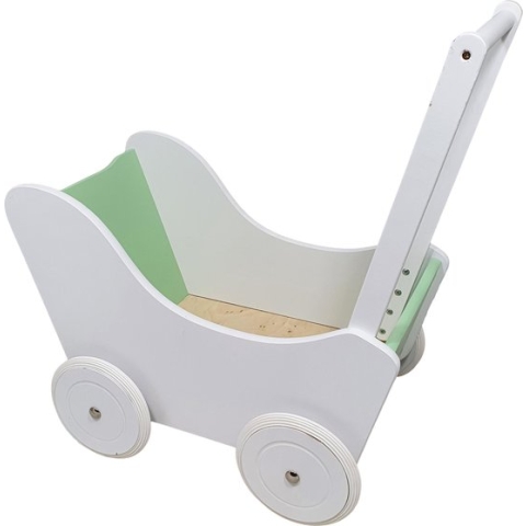 Playwood - Houten Poppenwagen wit met groen