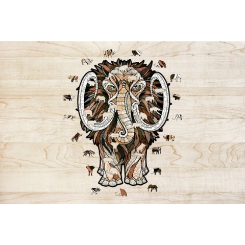 Eco Wood Art Houten Legpuzzel Mammoet/ Mastodon Size M, 2321, 38,7x28,6x0,5cm