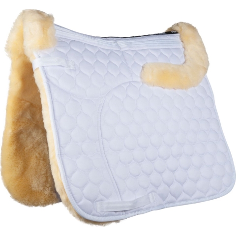 Lamswollen aanpasbaar (corrigerend) zadeldek wit Dressuur