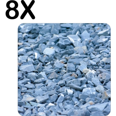 BWK Luxe Placemat - Grijze Stenen Achtergrond - Set van 8 Placemats - 40x40 cm - 2 mm dik Vinyl - Anti Slip - Afneembaar
