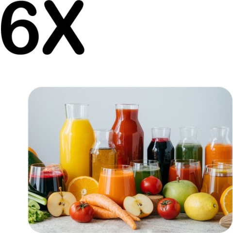BWK Luxe Placemat - Gezonde Fruit en Groente Sappen - Set van 6 Placemats - 40x30 cm - 2 mm dik Vinyl - Anti Slip - Afneembaar