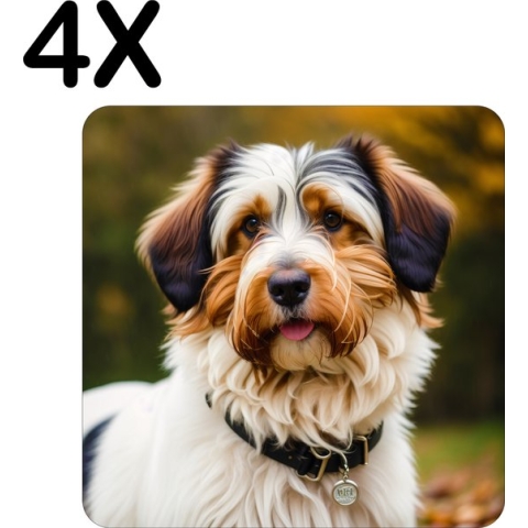 BWK Flexibele Placemat - Schattig Hondje in het Park - Set van 4 Placemats - 50x50 cm - PVC Doek - Afneembaar