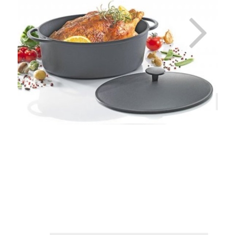 Kookpot Rustica gietijzer zwart ovaal 34cm