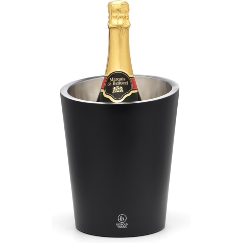 Leopold Vienna - Champagnekoeler dubbelwandig mat zwart RVS
