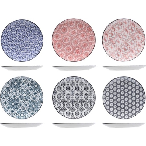 Set van 12x stuks ontbijt/dessert bordjes Delirio 19 cm - Ontbijtbordjes - Dessertbordjes - Aardewerk