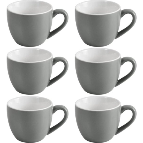 Mini-espressokopje, 90 ml, kleine koffiekopjes, demitasse voor espressothee, 6 stuks, donkergrijs