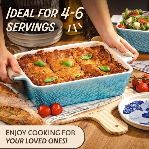 Grote keramische braadpan - extra hoge rand - antiaanbaklaag en krasbestendig - vierkant (Blauw)