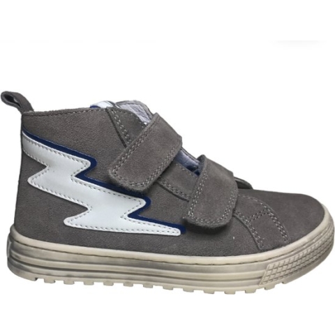 Naturino Goffin - mt 40 - velcro's witte bliksem hoge lederen sneakers - grijs