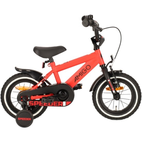 AMIGO Speeder Jongensfiets - 12 Inch 21,5 cm - Kinderfiets voor Jongens - Terugtraprem - Rood/Zwart