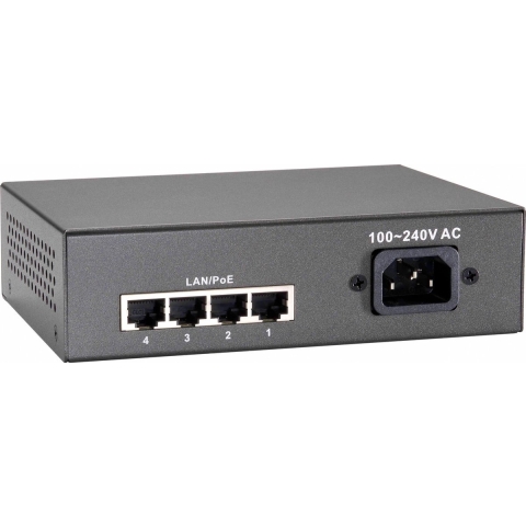 Levelone FEP-0511 Fast Ethernet PoE Network Switch [5-Port 10/100Mbps, 4x 802.3at PoE+ 65W, Black]