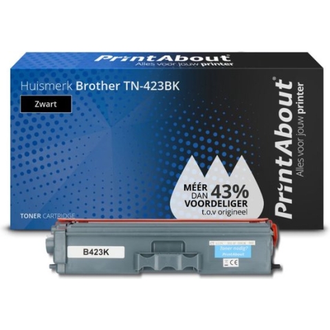 PrintAbout huismerk Toner TN-423BK Zwart Hoge capaciteit geschikt voor Brother
