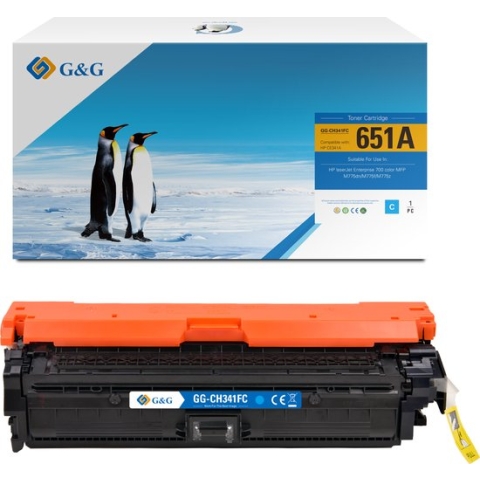 G&G CE341A toner compatibel met HP 651A Tonercartridge Cyaan 1 stuck (s) Huismerk