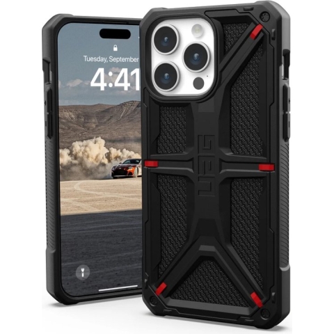 Urban Armor Gear Monarch Kevlar Apple iPhone 15 Pro Max Hoesje Zwart