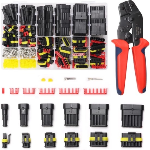 708 stuks waterdichte snelkoppelingen met krimptang, 1/2/3/4/5/6 pen, auto, waterdicht, elektrische stekker, kabelconnector, stekker voor auto, vrachtwagen, auto, kajak, boten, scooter, motorfiets