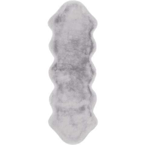 Groot taping grijs front voor de woonkamer van Kunstbont zacht pluizig taping imitatiebont pluizig zacht shaggy, bonttapijt (imitatie) kleur: grijs, afmeting: 60 x 180 cm schapenvacht