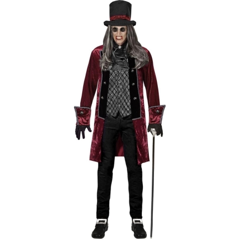 Widmann - Vampier & Dracula Kostuum - Victoriaanse Vampier Grijsbrecht - Man - Rood - Large - Halloween - Verkleedkleding