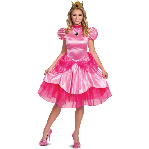 DISGUISE - Deluxe Princess Peach Nintendo vrouwenkostuum - L