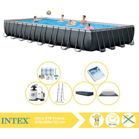 Intex Ultra XTR Frame Zwembad - Opzetzwembad - 975x488x132 cm - Inclusief Onderhoudspakket en Glasparels