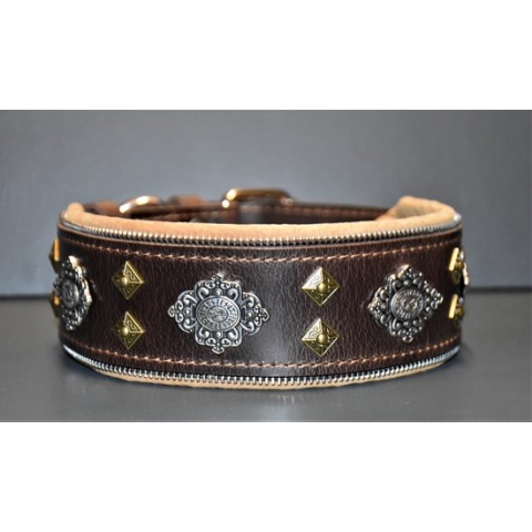 The Aztec brown Honden halsband maat M halsmaat 50-60cm