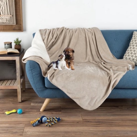 Groene Berg Hondendeken Bank - Waterbestendig - Fleece Plaid Hond Kat Huisdier - Bankbeschermer - 150x200 cm - Lichtbruin