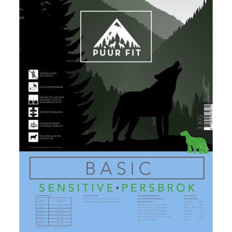 Puur Fit Basic Volwassen Persbrok - Hondenvoer - Lam 17,5 kilo