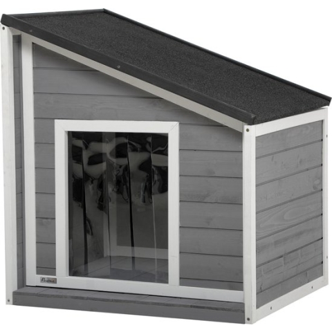 PawHut Hundehütte mit zu öffnendem Schrägasphaltdach D02-151V00