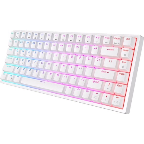 RK84 Gaming Keyboard Wit - RGB Verlichting - Hot-Swappable - Tri-Mode - Ergonomisch Mechanisch Gaming Toetsenbord Met Draadloze Verbinding - Qwerty - 80% Met Multimedia Toetsen - Blue Switches