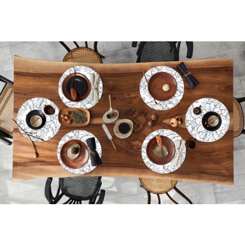 Ronde placemats - Onderlegger - Placemats rond - Bloemen - Patroon - Lijn - 6 stuks