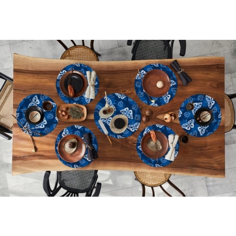 Ronde placemats - Onderlegger - Placemats rond - Vlinder - Insecten - Blauw - Wit - Design - 10 stuks