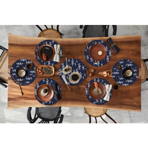 Ronde placemats - Onderlegger - Placemats rond - Winter - Sneeuwvlok - Patronen - 8 stuks - Kerst - Cadeau - Kerstcadeau voor mannen, vrouwen en kinderen