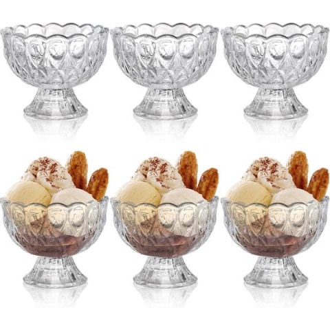 6 Pack Glazen Dessertbekers 5oz IJscoupe Transparante IJscup voor Dessert Sundae IJs Salade Cocktail Sausjes Sundae