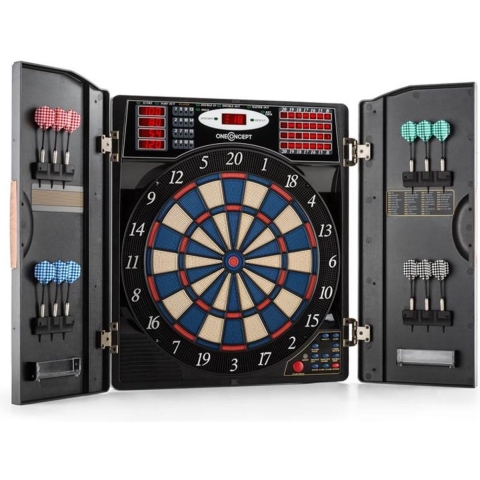 OneConcept Masterdarter - Dartbord - Soft tip - Met deuren - Hout uitstraling