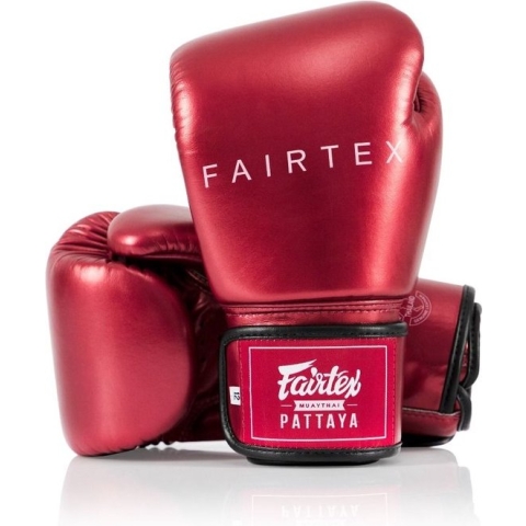 Fairtex (kick)bokshandschoenen Metallic Rood 16oz