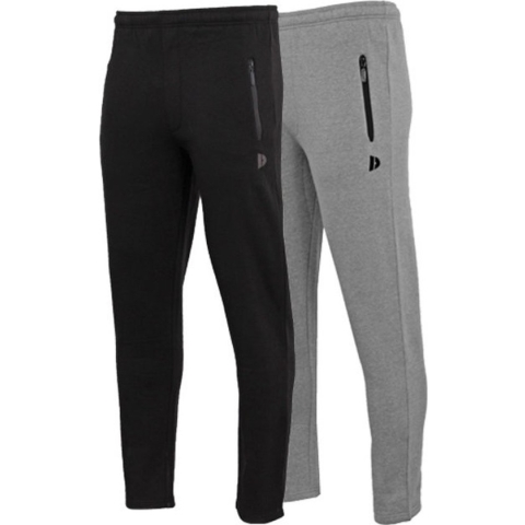 2-Pack Donnay - Joggingbroek met rechte pijp - sportbroek - Heren - Maat L - Zwart/Silver-marl (252)