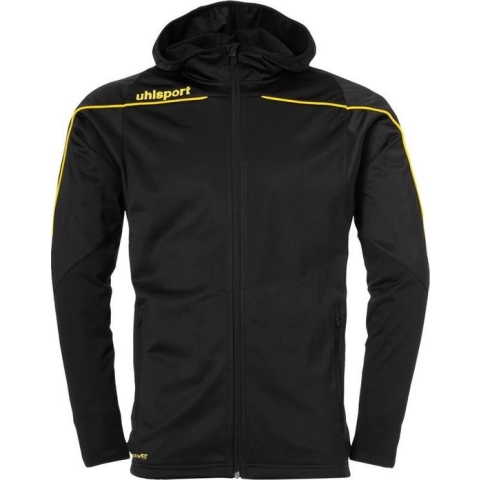 Uhlsport Stream 22 Trainingsjas Met Capuchon Zwart-Limoen Geel Maat XL