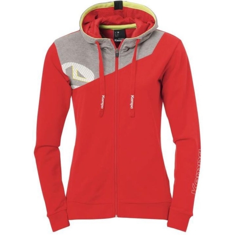 Kempa Core 2.0 Hood Jacket Dames Rood-Donker Grijs Melange Maat S
