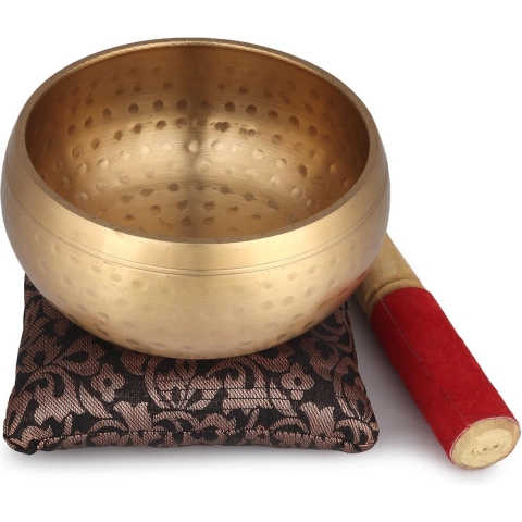 Tibetaanse klankschaal - 12,7 cm grote klankschaalse met klopper en kussen - Mooi geluid voor genezing, yoga, meditatie en ontspanning