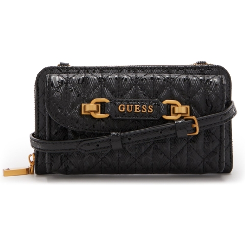 Guess Aveta Status Satchel Dames Schoudertas -Zwart - One Size